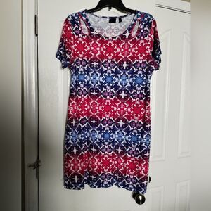 Rafaella Pink and Blue Patterned Dress Size XLP